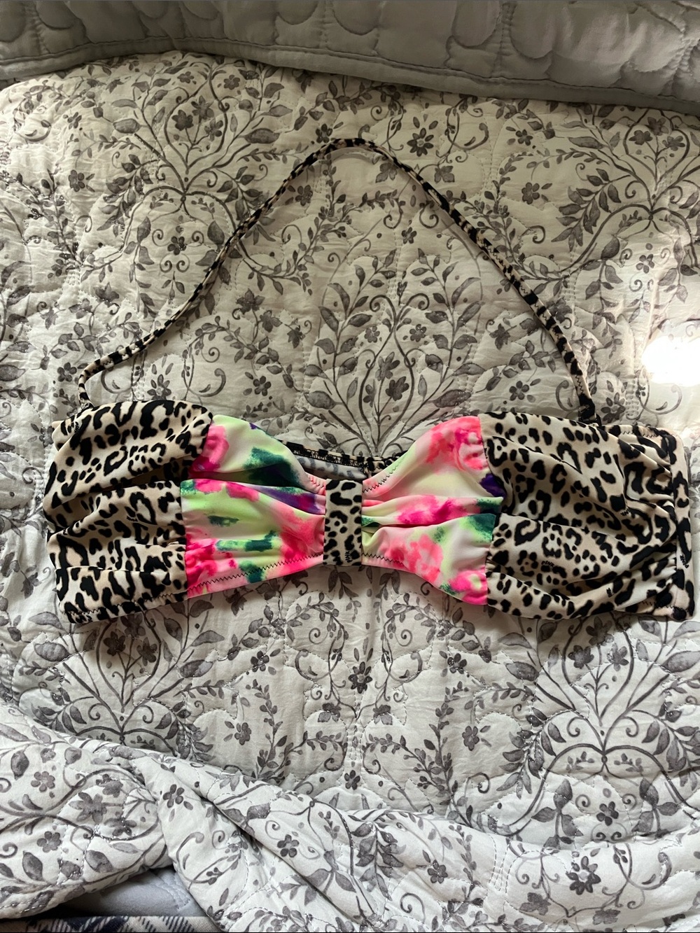 Victoria's Secret Leopard & Neon Floral Bandeau Bikini Top